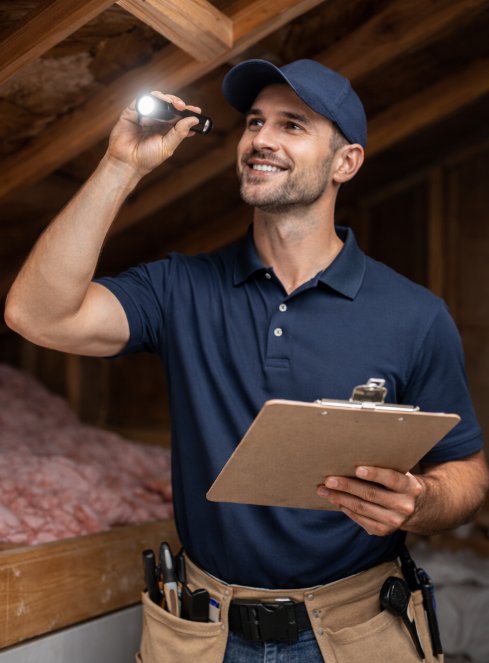 Home inspector examining an electrical panel